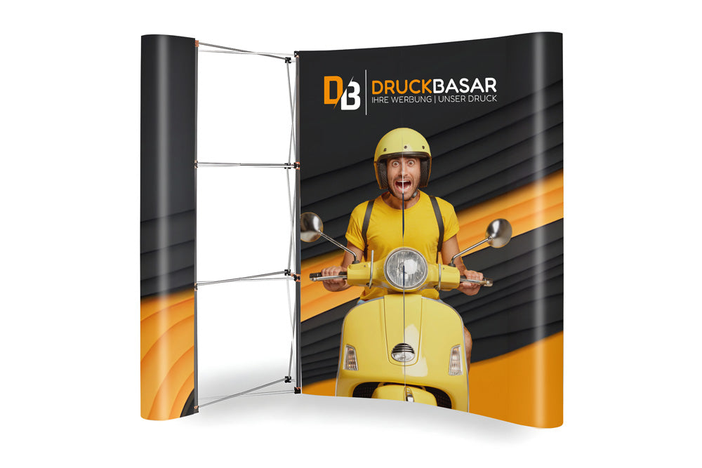 POP-UP Werbewand 3×3 Gebogen